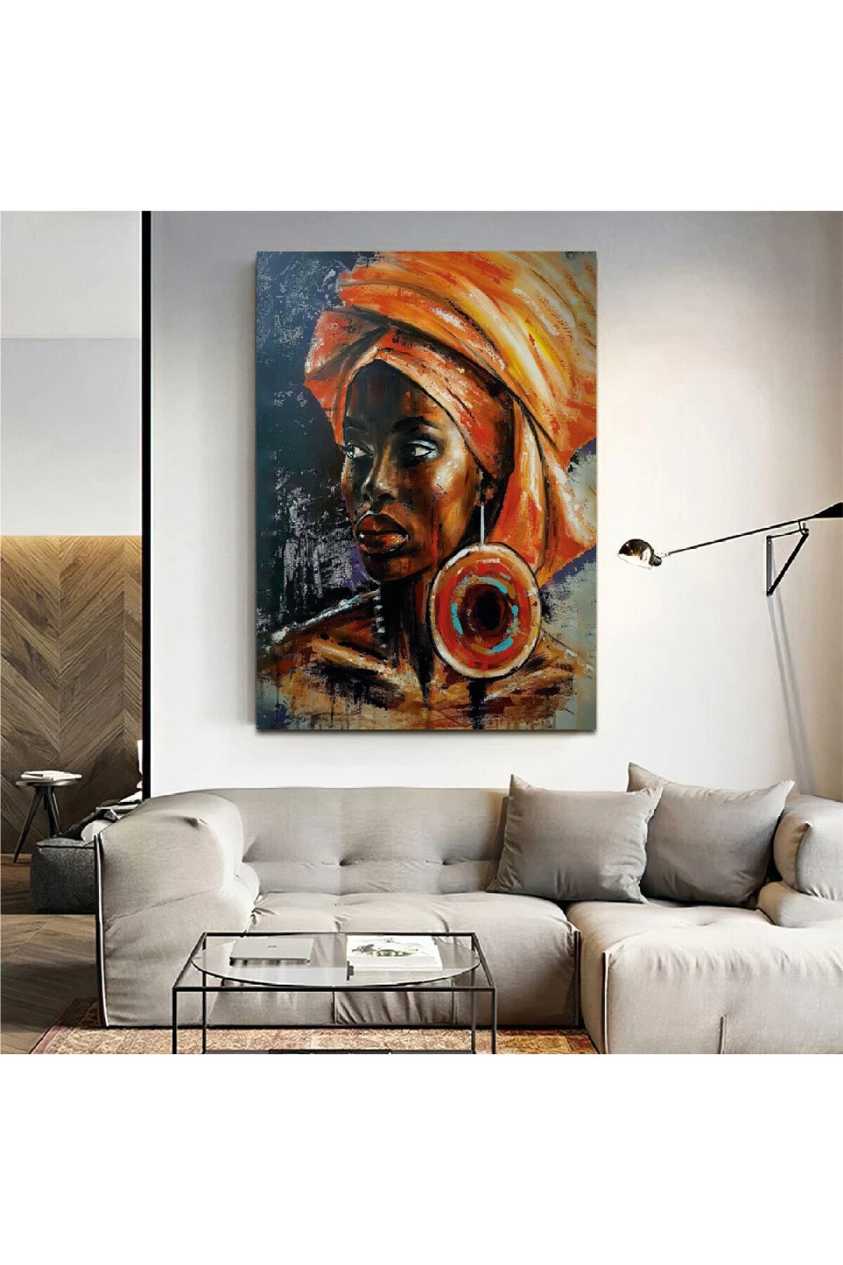 Kolaj Çizim Afrikalı Kadın Kanvas Tablo