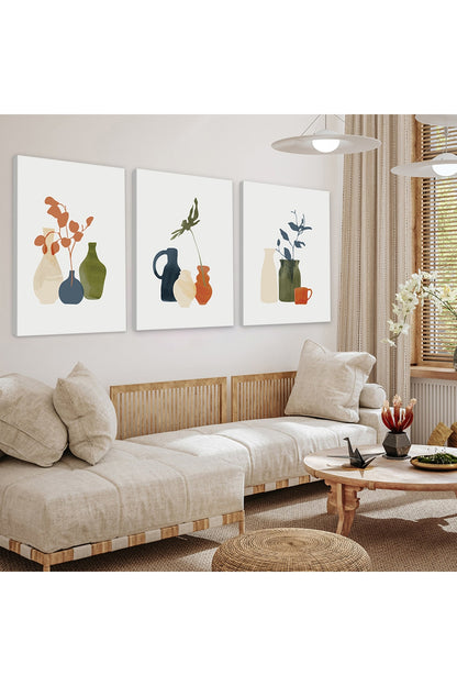 Minimalist Soyut Desen 3'Lü Kanvas Tablo